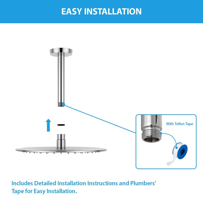 Lordear Shower Arm 6 Inch Chrome Ceiling Mount Shower Arm