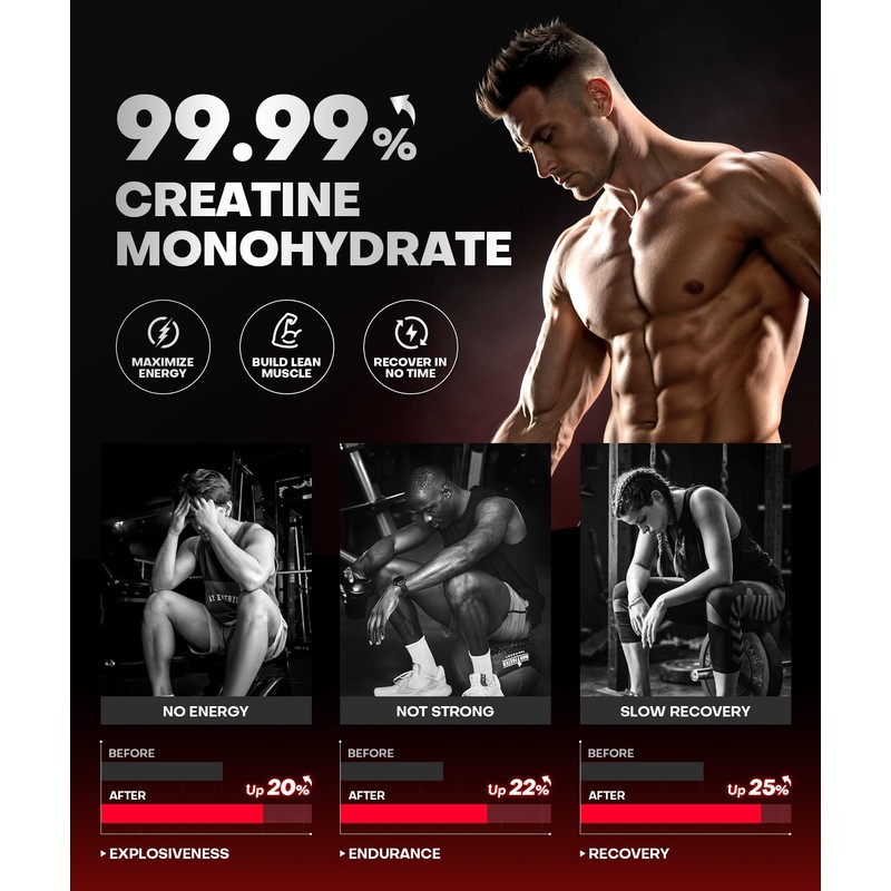 Instant Boost Creatine Monohydrate Gummies, Complex Formula with Real 5000mg
