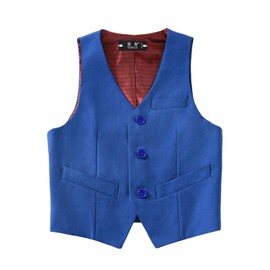 Yuanlu Juego de Traje Formal para Niños de 4 Piezas con Chaleco y Pantalón, Royal Blue-White Shirt, 6