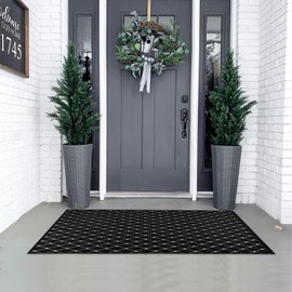 Bazasa Black Front Porch Rug 23.6"x51.2" Boho Outdoor Rug Door Mat Cotton Hand Woven Rug for Front Porch Decor Reversible Washable Welcome Layered Doormat for Farmhouse Entryway Kitchen Patio