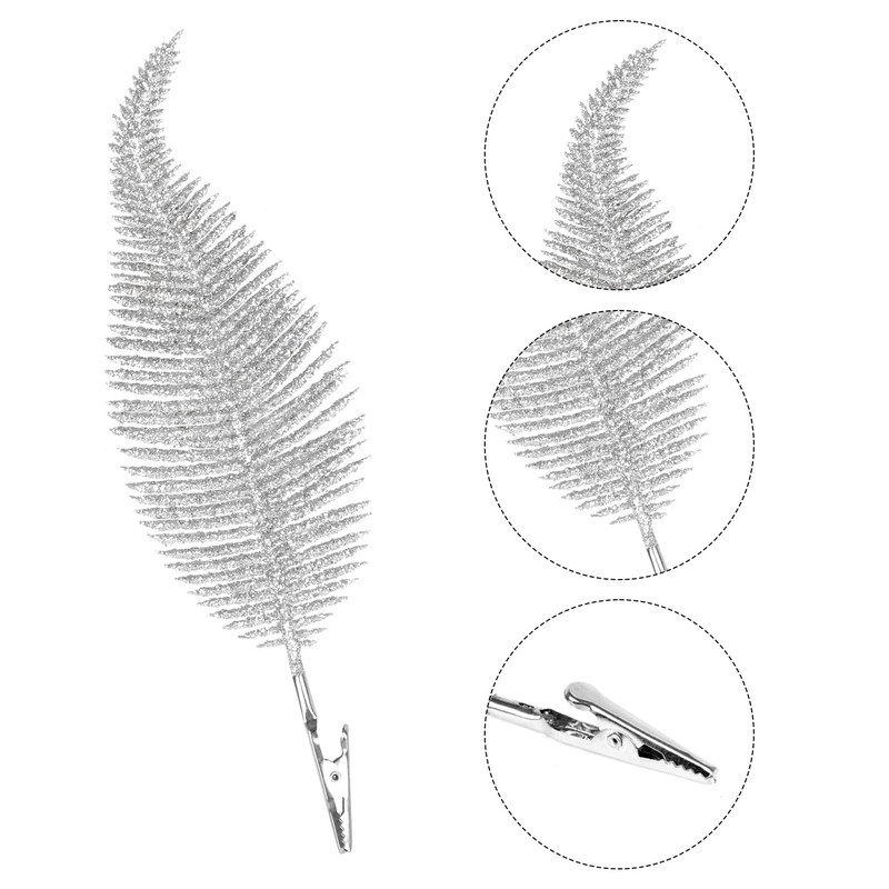 Suloli Silver Feather Christmas Tree Decorations - 10PCS Clip On,