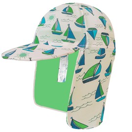 Baby Boys Sun Hat, UPF 50+ Sun Protection Swim Cap for Kids, Quick Drying Baby Boys Green Sun Hat for Beach Seaside Pool, Boats, 6-8Years