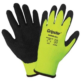 300NB Cut Resistant Hi-Vis Etched Rubber-Coated Palm Gloves, Medium (3 PAIR)