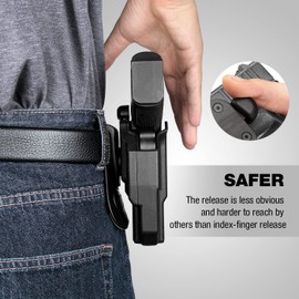 OWB Holster for M&P Shield 9mm with Integrated Crimson Trace Laser & RDS – Thumb Release, Red Dot Compatible, 360° Paddle, Right Hand