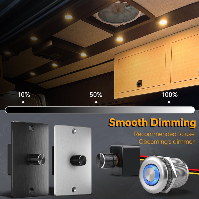 Obeaming 8 Pack 12 Volt LED Puck Light RV Recessed