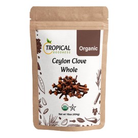 Tropical Goodness Pure Ceylon Clove Whole, Organic Whole Cloves, USDA & Kosher Certified, Premium Grade, 16 oz, Non-GMO, Gluten-Free (1 lb)