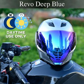 Logto Compatible With ICON Airflite Helmet Visor ICON 06 Motorcycle Helmet Face Shield Replacement Tinted Visor (Revo Deep Blue)