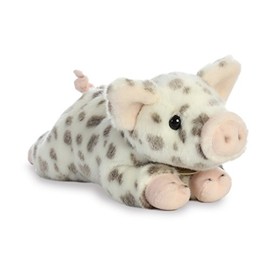 Aurora® Realistic Miyoni® Spotted Piglet Stuffed Animal - Lifelike Details Make a Cherished Companion - Perfect for Decorating Bedrooms or Classrooms - White 11.5 Inches