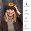 Pachamama Women Wool Beanie Hat Fleece Lined Handknitted Sunflower Design
