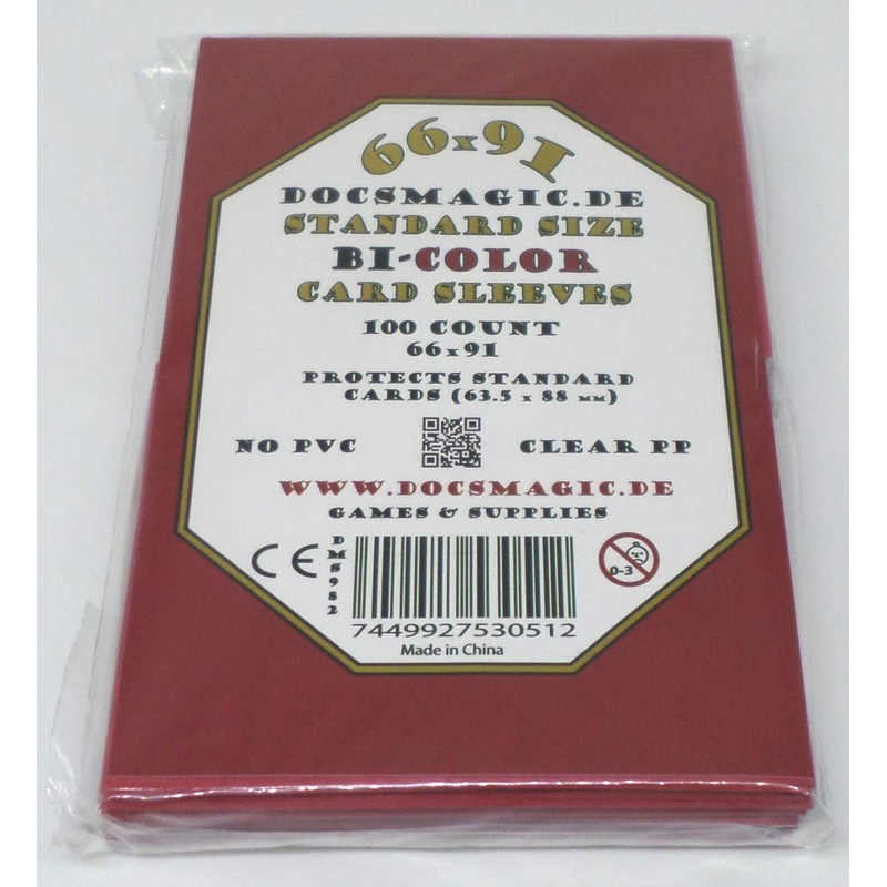 docsmagic.de 100 Premium Bi-Colour Card Sleeves Mat Red/Black Standard Size
