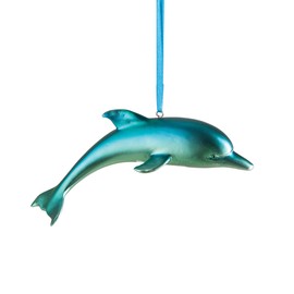 Dolphin Iridescent Blue 5 x 2 Resin Stone Christmas Decorative Ornament