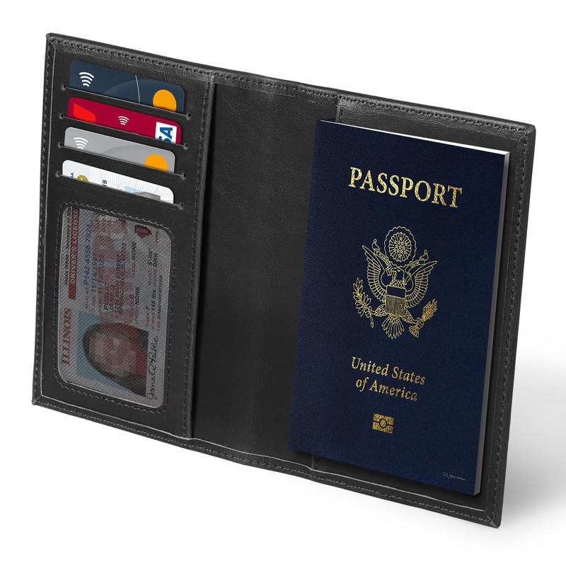 Otto Angelino Leather Passport Holder - RFID Blocking - Unisex,