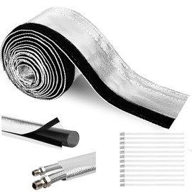 Car Heat Shield for Hose Lines & Electrical Wiring, Wire Heat Shield Automotive for Exhaust and High-Temperature Pipes with 20 Pcs Stainless Steel Ties (Silver, 1.9cm I.D. x 3 m)