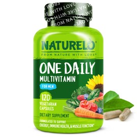 NATURELO Mens Multivitamins - One Daily Multivitamin for Men with Vitamins, Minerals & Organic Whole Foods, Boost Energy & Health, Non-GMO, 120 Vegetarian Capsules