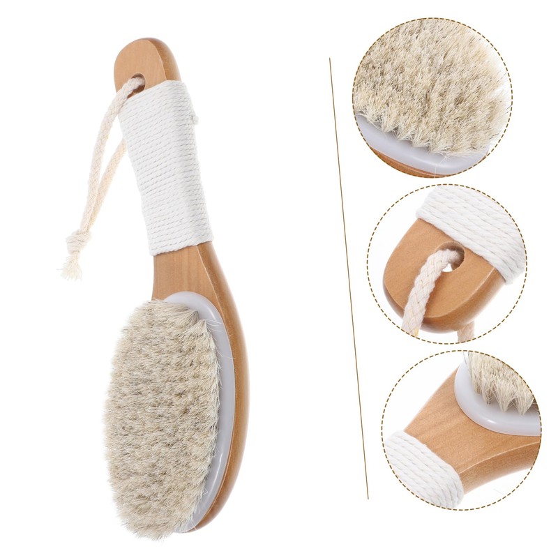 Healeved Horsehair Soft Bristle Bath Brush Shower Scrubber for Body