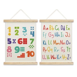 OZTEMETY Alphabet Numbers Poster Hanger Frame, Number Chart 1-10 For Kids For Wall, Toddler Learning Posters, Toddlers Kids Classroom Playroom Decor, Set Of 2 -B01