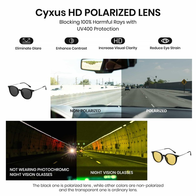 Cyxus P1574 Magnetic Glasses, Glasses and Sunglasses, 2-Way Glass, Clip-On,