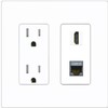 RiteAV HDMI and Cat7 Ethernet Wall Plate - Tamper-Resistant Outlet