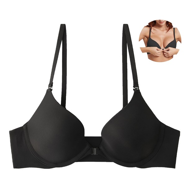 Mosestons Women's Push Up Front Fastening Bras Classic Underwired Bra