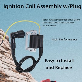 Amavoler Ignition Coil Assembly w/Plug Aftermarket Parts Fit for Yamaha DT80 DT100 DT175 DT400 YZ50 YZ60 YZ400 XL185 XL70 XR80 Etc Dirt Pit Bike. OEM#: 355-82310-40-00,5G4-82310-40-00...