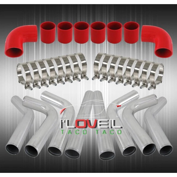 AJP Distributors Universal 3" 8 Pcs 76mm Polished Aluminum Intercooler