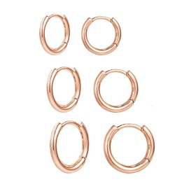 baobei hoop earring for women, Sterling Silver hoop earring Small hoop earrings, Hypoallergenic huggie hoop earrings for girls mens, 2mm rose gold hoop earring sets(10/12/14mm) (10mm)