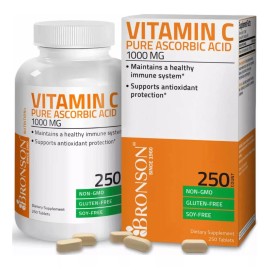 Bronson Vitamina C 1000mg (250 Tabletas) Scorbato De Sodio Bronson Sabor Sin Sabor
