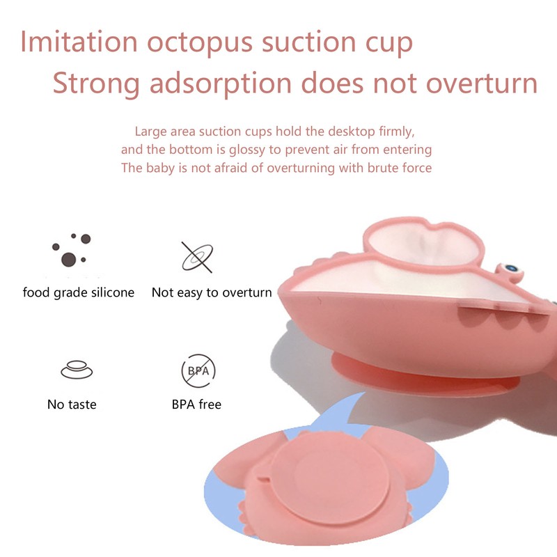 Crab Suction Plate with Suction Cup Base Silicone Divided Plate