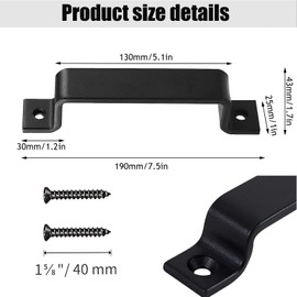 qufzdopv Sliding Door Handle, Black Handles, Sliding Door Handle, Barn Door Handle, Solid Steel Door Handle, Robust Vintage Cast Iron Door Handle, Door Handles for Sliding Doors, Cabinets (2 Pieces)