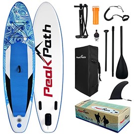 Peakpath Inflatable Stand Up Paddle Board (6’’ Thick) with Premium SUP Accessories&Bag,Bottom Fin for Paddling,Surf Control,Non-Slip Deck,Leash,Paddle and Two-Way Hand Pump|Youth&Adult Standing Boat