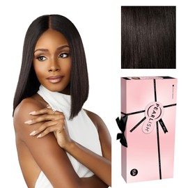Sensationnel Pearlish 2X6 Lace Wig - Classic Bob 12 Inch Behind The Hairline Glueless Bleached Knots And Preplucked Soft Remy Hair (NATURAL/BLACK)