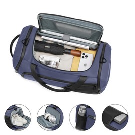 Gym Duffle Bag Waterproof Sports Duffel Bags Travel Weekender Bag for Men Women Overnight Bag with Shoes Compartment (Blue)