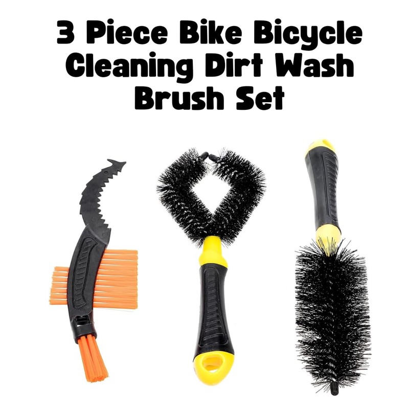 Invero 3 Piece Bike Bicycle Cleaning Dirt Wash Brush Set