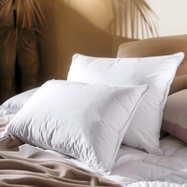 WOLKI Goose Feather Down Alternative Pillows King Size Set of 2, 100% Soft Cotton Shell Bed Pillow, Hotel Sleeping Pillow for Back, Stomach or Side Sleepers 20x36