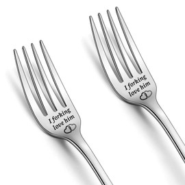 Anniversary & Wedding Gifts for Couples - Stainless Steel Forks Set of 2 (His and Hers), Valentines, Birthday, Christmas Gifts for Him and Her, Durable Food-Grade Couple Utensils‌