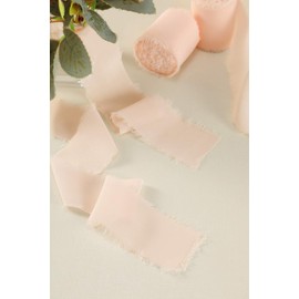 Socomi Rose Petal Chiffon Ribbon Fringe Sample Color Swatches 1-3/4" x 7Yd, 4 Rolls Handmade Ribbons for Wedding Invitations Bouquets Backdrop Decorations