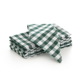 GAMUSI Pack of 6 Green Gichy Checked Cotton Napkins Heavy Duty 45cm x 45cm