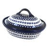 Blue Rose Polish Pottery Flowering Peacock Roaster with Lid
