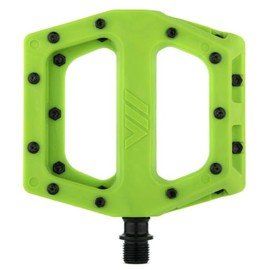 Dmr V11 Flat Mountain Bike Pedals - Green/Black, Steel Axle/Pair Lightweight Nylon Composite Plastic MTB Cycling Part Downhill Freeride Ride Trail Dirt Jump Cycle Wide Platform Tuneable Pin Grip
