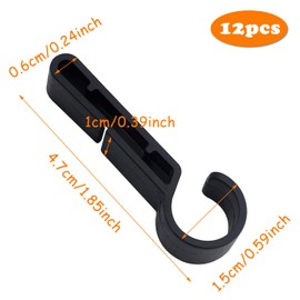 XPOOP Pack of 12 Helmet Clips for Headlights, Black Headlamp Clips Hardhat, Helmet Headlight Clips, Headlight Hooks, for All Types of Headlights, Protective Helmet