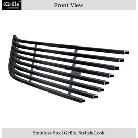 APS Compatible with Chevy Impala 2014-2020 Lower Bumper Stainless Steel Black 8x6 Horizontal Billet Grille Insert S18-J64956C