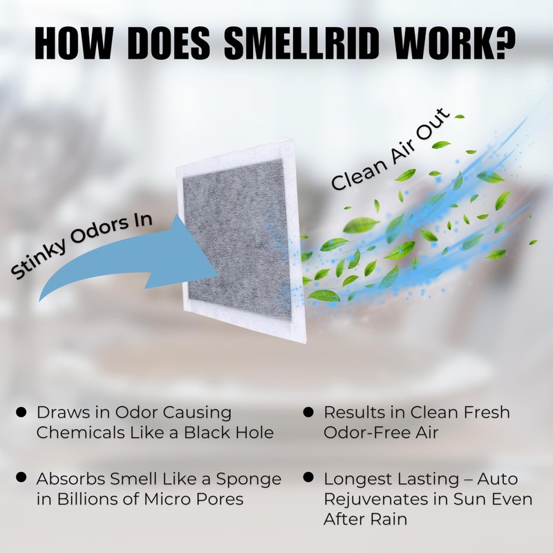 SMELLRID Activated Charcoal Odor Absorbent Pads – 12 Unscented Adhesive