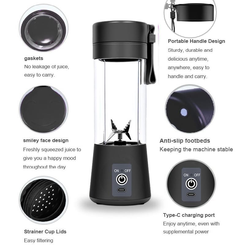 Personal Blender for Shakes and Smoothies with 6 Blades, 14OZ