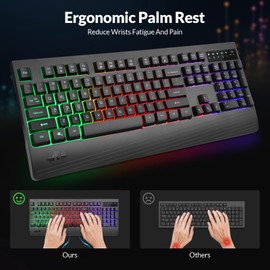 Rii RK210 Wireless Keyboard and Mouse Combo,2.4GHz Full Size Rechargeable Gaming RGB Keyboard and Mouse for Gaming,Office