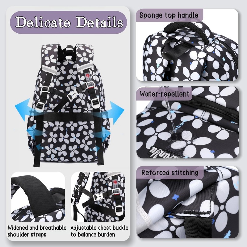 Bansusu 3Pcs Kids Backpack for Girls School Bag with Lunch