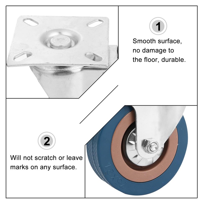 Gatuida 3 Lenkrollen aus Edelstahl mit Bremse zum Universaldrehen