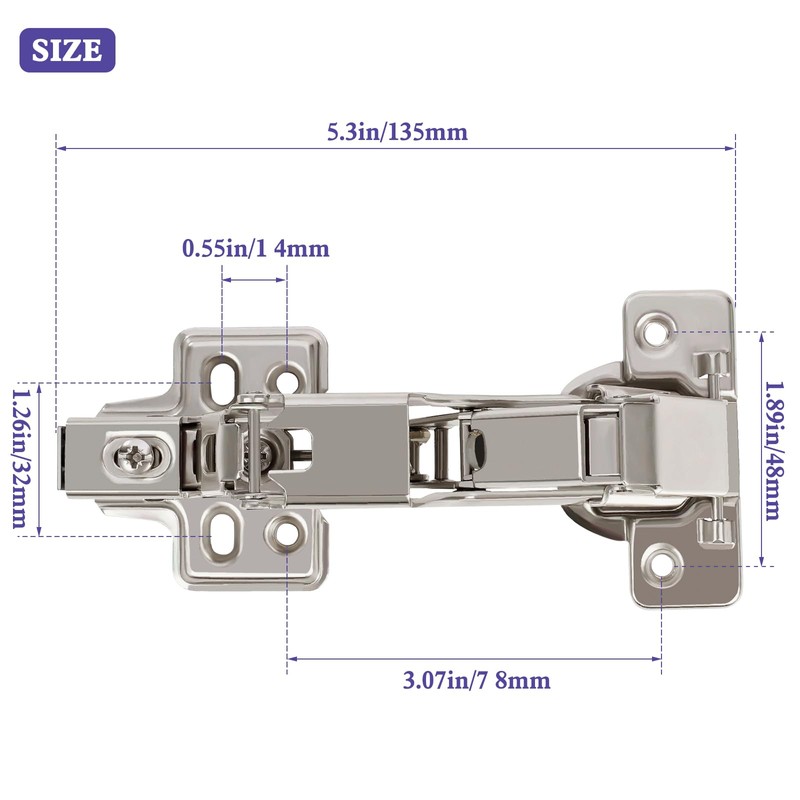2 Pack 165 Degree Full Overlay Kitchen Cabinet Hinges,Soft Close