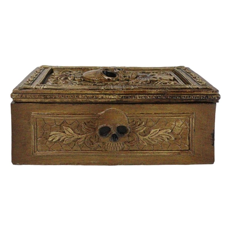 Ebros Gift Rustic Bronzed Tooled Floral Mayan Aztec Skull Wicca