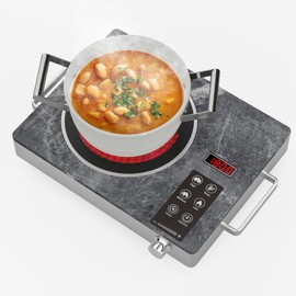 Alemania Single Burner Ceramic Cooktop, Portable 1800W Electric Stove, Countertop Burner for Cooking, Plug in Kitchen Hot Plate, Temperature Adjustable Compact Hob Camping Stoves