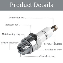 UYUYong Set of 4 Rj19Lm Spark Plug Lawn Mower Spark Plugs Brush Cutter Spark Plugs Replacement for Engine Generator Lawn Mower Tractor Rototiller